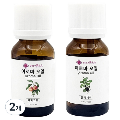 이지미톡 아로마 오일 방향제 원액 피치코튼 + 블랙체리 세트, 2개, 피치코튼, 블랙체리