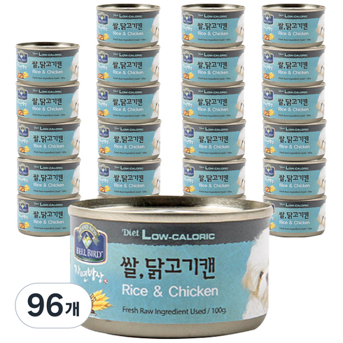 벨버드 애완동물 자연밥상 원형캔 간식, 혼합맛(쌀/닭고기), 100g, 96개