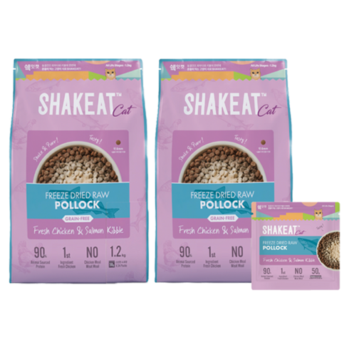 쉨잇 전연령 캣 동결건조 프레시 치킨&살몬 키블 건식사료 24p, 북어, 1.2kg, 2개