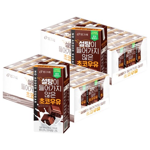 빙그레 설탕이 들어가지 않은 초코우유, 190ml, 48개