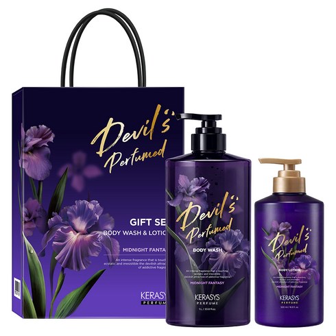 케라시스 데빌스퍼퓸 미드나잇판타지 바디워시 1L + 바디로션 500ml 선물세트, 1세트