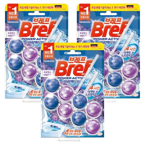 브레프 파워액티브 프로방스 변기세정제 라벤더향, 100g, 3개