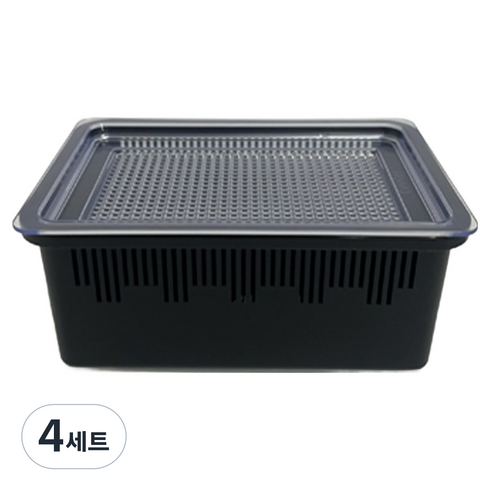 두렙 파충류 캐슬 사육장 소형 + 메쉬망 뚜껑 세트, 블랙+실리콘뚜껑, 4세트