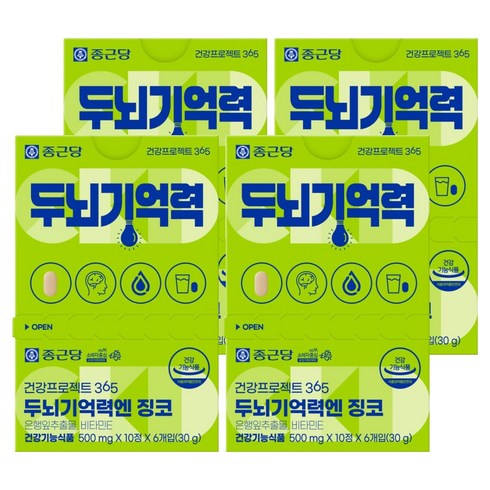 종근당 건강프로젝트365 두뇌기억력엔 징코 5g, 24개, 10정