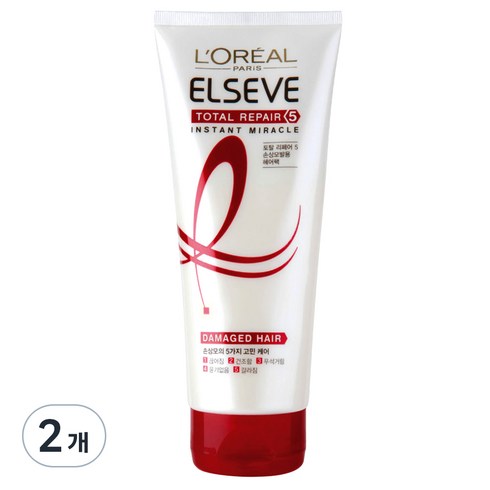 로레알파리 엘세브 토탈 리페어 5 인스턴트 미라클 헤어팩, 170ml, 2개