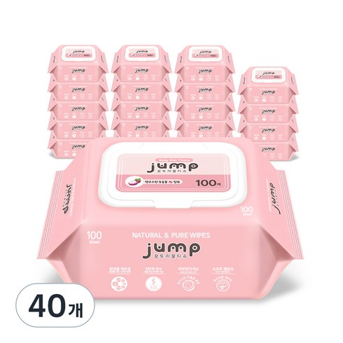 꿈토리 넉넉한 점프 아기물티슈 캡형, 55g, 100매, 40개
