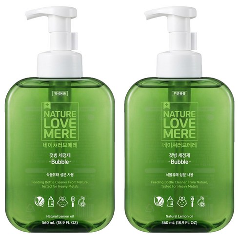 네이쳐러브메레 젖병 세정제 거품형 레몬향, 560ml, 2개
