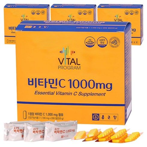 바이탈프로그램 비타민C 1000mg, 200정, 4개