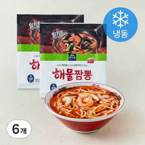 면사랑 해물짬뽕 팩면 (냉동), 363g, 6개