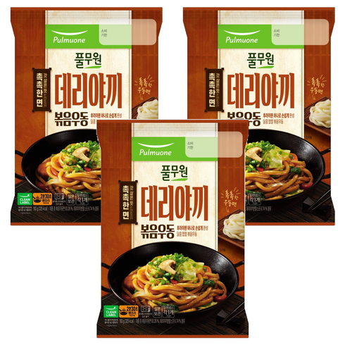 풀무원 데리야끼 볶음 우동 1인분, 193g, 3개