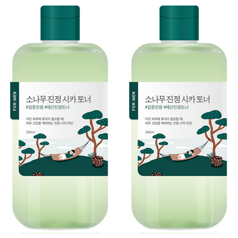 라운드랩 포 맨 소나무 진정 시카 토너, 200ml, 2개