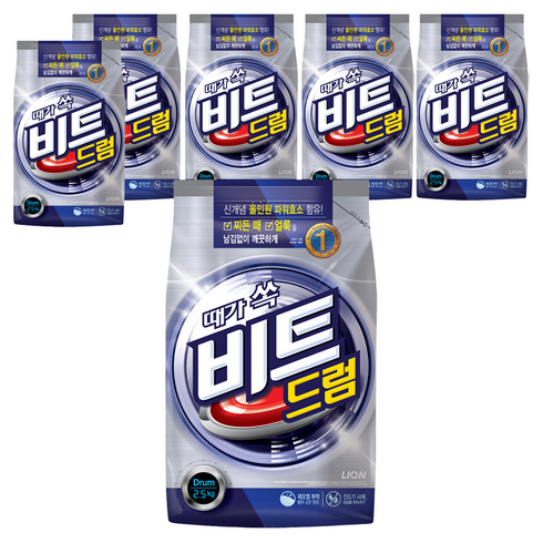 비트 때가 쏙 드럼용 분말세제 본품, 2.5kg, 1개입, 6개
