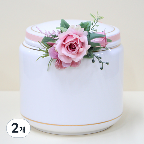 주앤지 조화 성묘 유골함 봉안당 납골당 꾸미기 장미꽃 리스, 핑크(장미) + 환타(리본), 2개