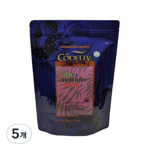 코델리 케냐AA블렌드 분쇄 커피, 5개, 500g, 커피메이커(중간)