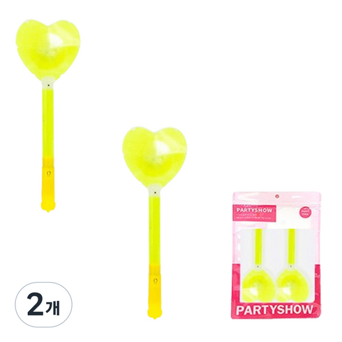 파티쇼 LED 하트 야광봉 2p, 옐로우, 2개