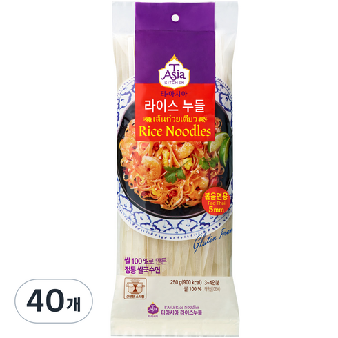 티아시아키친 라이스누들 볶음면용 5mm, 250g, 40개