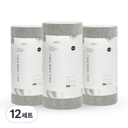 디어커스 원데이 수세미, 그레이, 60개입, 12세트