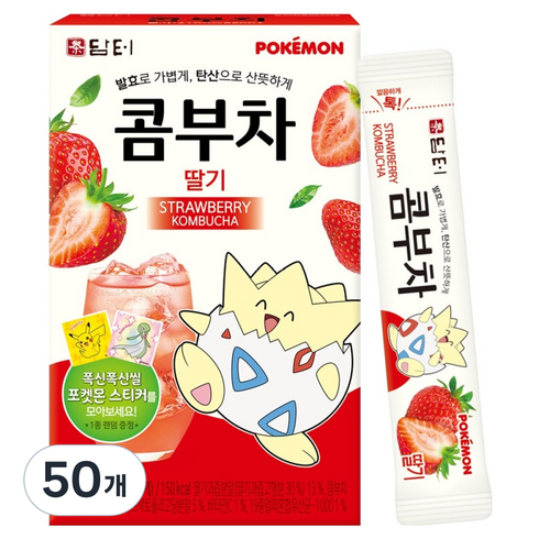 담터 포켓몬 콤부차 딸기, 5g, 10개입, 50개