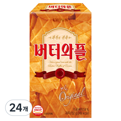 크라운 버터와플, 52g, 24개