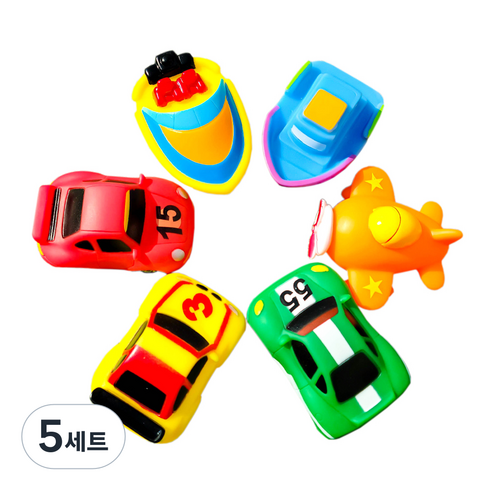 바른코리아 유아용 자동차와 친구들 목욕놀이완구 6종 세트, 혼합색상, 5세트