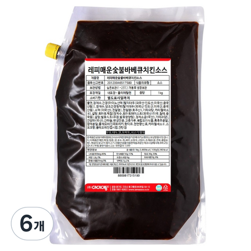 아이엠소스 레피 매운 숯불 바베큐 치킨 소스, 6개, 1kg