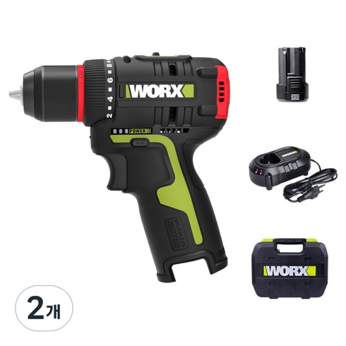 WORX 충전드릴 12V 2.0Ah BL WU130X.1, 2개