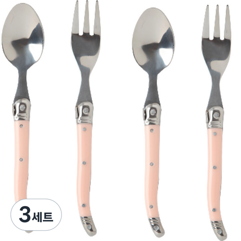 르리에 알비스 디저트 티타임 세트 핑크, 티스푼 2p + 티포크 2p, 3세트