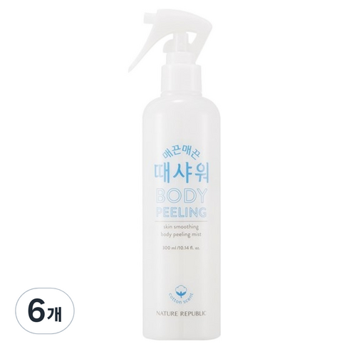 네이처리퍼블릭 매끈매끈 때샤워 바디스크럽 코튼, 300ml, 6개