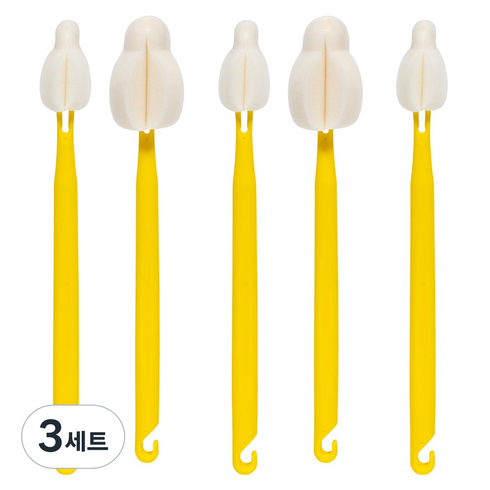 엠피엘 믹스 버블 젖병솔 소형 3p + 대형 2p 세트, 옐로우, 3세트