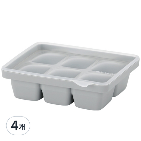 모윰 유아용 프리미엄 실리콘 이유식 큐브 6구, 360ml, 그레이, 4개
