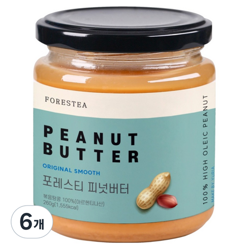 유리아 포레스티 땅콩버터, 6개, 260g