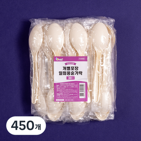 리빙웰 개별포장 일회용숟가락 아이보리, 1개입, 450개
