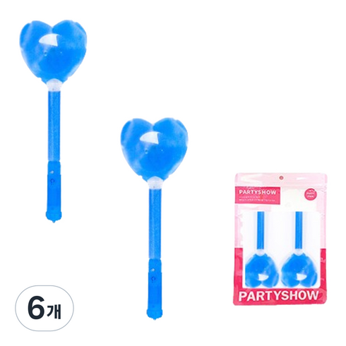 파티쇼 LED 하트 야광봉 2p, 블루, 6개