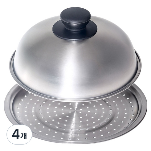 벨라쿠진 에센셜 스텐 스티머 찜판 + 돔 뚜껑 세트, 4개, 20cm