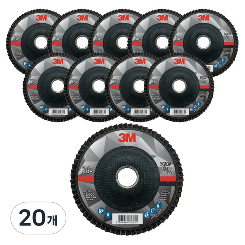 쓰리엠 큐비트론2 플랩 디스크 그라인더용 날개 페파 40방 100mm, 20개