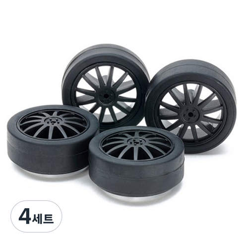 타미야 로우 프릭션 중경 로우 프로파일 타이어 26mm + 카본강화횔 핀 타입 100 x 210 x 30 mm 세트15534, 혼합색상, 4세트