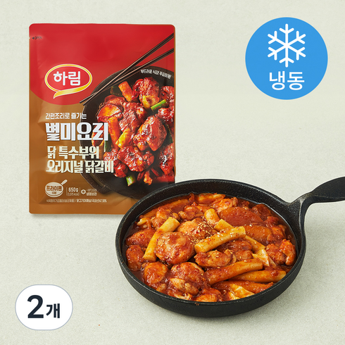 하림 별미요리 닭 특수부위 오리지널 닭갈비 (냉동), 650g, 2개