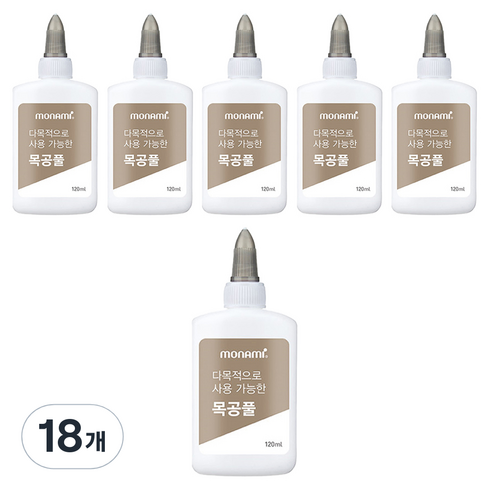 모나미 다목적으로 사용 가능한 목공풀, 120ml, 18개