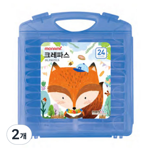 모나미 모니주 크레파스 남, 24색, 2개