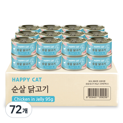 굿데이 해피캣 고양이 간식캔, 순살 닭고기, 95g, 72개