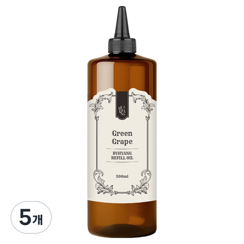 바이향 디퓨저 시그니처 대용량 리필오일, 5개, 500ml, 청포도