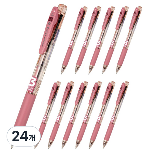 모나미 플립3 볼펜 0.5mm, 더스티 로즈, 24개