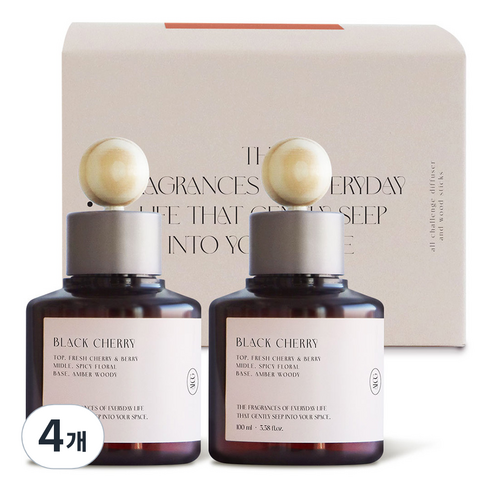 올챌린지 디퓨저, 블랙체리, 100ml, 4개