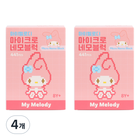 바니랜드 마이멜로디 마이크로 네모 나사조립블럭, 혼합색상, 4개