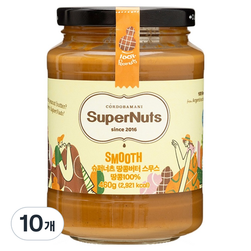 슈퍼너츠 100% 땅콩버터 스무스, 460g, 10개
