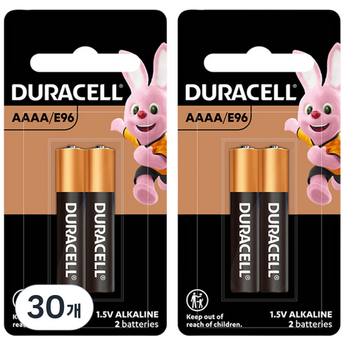 듀라셀 알카라인 AAAA 건전지, 2개입, 30개