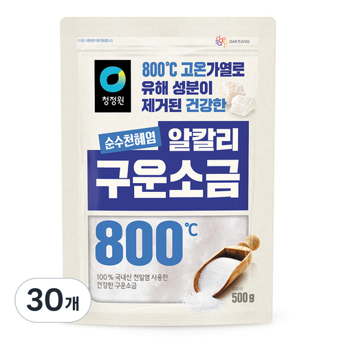 청정원 순수천혜염 알칼리 구운소금, 500g, 30개
