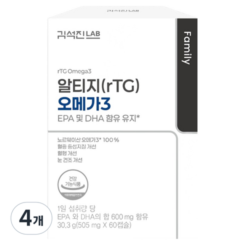 김석진랩 알티지 오메가3 30.3g, 4개, 60정