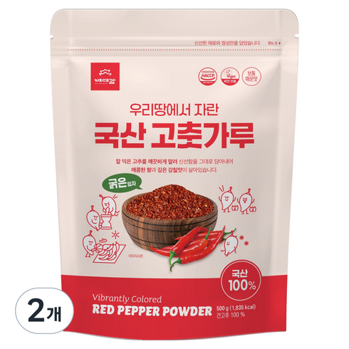 배대감 국산 고춧가루 굵은입자, 2개, 500g