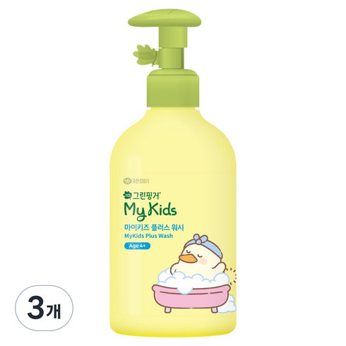 그린핑거 마이키즈 플러스 바디워시 푸아 복숭아향, 320ml, 3개